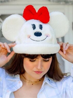 Disney Plush White Character Hat with Red Bow